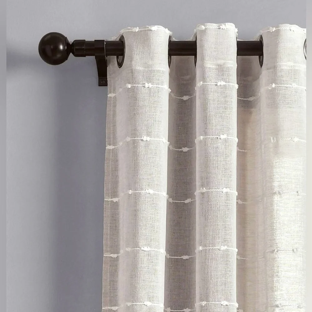 Lush Decor Farmhouse Textured Grommet Sheer Window Curtain Panel Pair 95